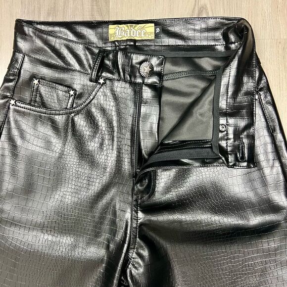 NWOT Badee for Dolls Kill brand black embossed faux leather pants szS. - Picture 6 of 15